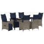 Set de Comedor de Jardín de 7 Piezas con Cojines Ratán Poliéster Gris, Mesa de Jardín  Negra 200x80x73 cm Cristal Templado | Foro24.es | Tu tienda online para hogar, jardín y más Foro24.es