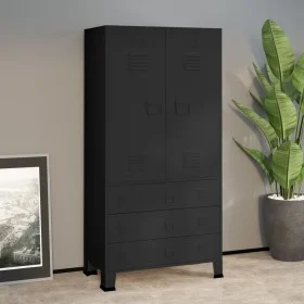 Armario industrial de metal negro 90x50x180 cm de vidaXL, Armarios roperos - Ref: Foro24-339613, Precio: 472,13 €, Descuento: %