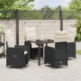 Set de Comedor de Jardín de 5 Piezas con Cojines Negras de Poliratán | Foro24.es | Tu tienda online para hogar, jardín y más Foro24.es