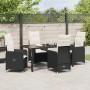 Set de comedor de jardín de 5 piezas con cojines en poliratán negro | Foro24.es | Tu tienda online para hogar, jardín y más Foro24.es
