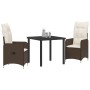 Set de Comedor de Jardín de 3 Piezas con Cojines Marrón de Poliratán de , Sillas de jardín - Ref: Foro24-3379639, Precio: 313...