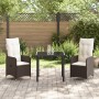 Set de Comedor de Jardín de 3 Piezas con Cojines Marrón de Poliratán de , Sillas de jardín - Ref: Foro24-3379639, Precio: 313...