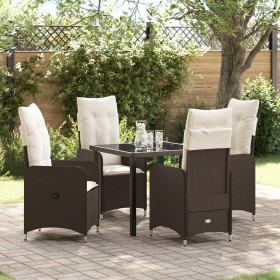 Juego de Comedor de Jardín de 5 Piezas con Cojines Marrón Poliratán de , Sillas de jardín - Ref: Foro24-3379640, Precio: 528,...