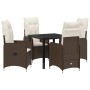 Juego de Comedor de Jardín de 5 Piezas con Cojines Marrón Poliratán de , Sillas de jardín - Ref: Foro24-3379640, Precio: 528,...