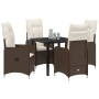Juego de Comedor de Jardín de 5 Piezas con Cojines Marrón Poliratán de , Sillas de jardín - Ref: Foro24-3379640, Precio: 528,...