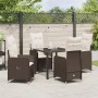Juego de Comedor de Jardín de 5 Piezas con Cojines Marrón Poliratán de , Sillas de jardín - Ref: Foro24-3379640, Precio: 528,...