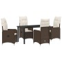 Juego de Comedor de Jardín de 5 Piezas con Cojines Marrón Ratán Poliéster de , Sillas de jardín - Ref: Foro24-3379641, Precio...