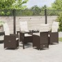 Juego de Comedor de Jardín de 5 Piezas con Cojines Marrón Ratán Poliéster de , Sillas de jardín - Ref: Foro24-3379641, Precio...