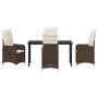 Juego de Comedor de Jardín de 5 Piezas con Cojines Marrón Ratán Poliéster de , Sillas de jardín - Ref: Foro24-3379641, Precio...