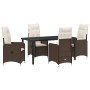 Conjunto de Comedor de Jardín de 5 Piezas con Cojines Marrón Poliratán de , Sillas de jardín - Ref: Foro24-3379642, Precio: 5...