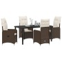 Conjunto de Comedor de Jardín de 5 Piezas con Cojines Marrón Poliratán de , Sillas de jardín - Ref: Foro24-3379642, Precio: 5...