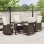 Conjunto de Comedor de Jardín de 5 Piezas con Cojines Marrón Poliratán de , Sillas de jardín - Ref: Foro24-3379642, Precio: 5...