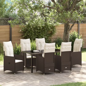 Juego de Comedor de Jardín de 7 Piezas con Cojines Marrón Poliratán de , Sillas de jardín - Ref: Foro24-3379643, Precio: 780,...