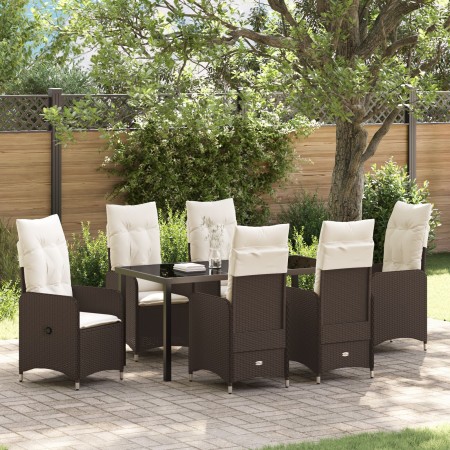 Juego de Comedor de Jardín de 7 Piezas con Cojines Marrón Poliratán de , Sillas de jardín - Ref: Foro24-3379643, Precio: 780,...