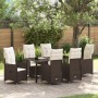 Juego de Comedor de Jardín de 7 Piezas con Cojines Marrón Poliratán de , Sillas de jardín - Ref: Foro24-3379643, Precio: 780,...