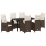 Juego de Comedor de Jardín de 7 Piezas con Cojines Marrón Poliratán de , Sillas de jardín - Ref: Foro24-3379643, Precio: 780,...