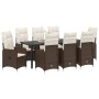 Set de comedor de jardín de 9 piezas con cojines marrón poliratán de , Sillas de jardín - Ref: Foro24-3379645, Precio: 1,00 €...