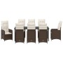 Set de comedor de jardín de 9 piezas con cojines marrón poliratán de , Sillas de jardín - Ref: Foro24-3379645, Precio: 1,00 €...