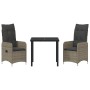 Conjunto de Comedor de Jardín de 3 Piezas con Cojines Gris Poliratán de , Sillas de jardín - Ref: Foro24-3379646, Precio: 321...