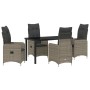 Conjunto de Comedor de Jardín de 5 Piezas con Cojines Gris Poliratán de , Sillas de jardín - Ref: Foro24-3379648, Precio: 564...