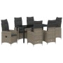 Conjunto de Comedor de Jardín de 7 Piezas con Cojines en Poliratán Gris de , Sillas de jardín - Ref: Foro24-3379650, Precio: ...