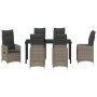 Conjunto de Comedor de Jardín de 7 Piezas con Cojines en Poliratán Gris de , Sillas de jardín - Ref: Foro24-3379650, Precio: ...