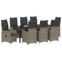 Conjunto de Comedor de Jardín de 9 Piezas con Cojines Poliratán Gris de , Sillas de jardín - Ref: Foro24-3379652, Precio: 1,0...