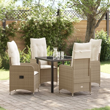 Set de Comedor de Jardín de 5 Piezas con Almohadones Beige Poliratán de , Sillas de jardín - Ref: Foro24-3379654, Precio: 609...