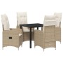 Set de Comedor de Jardín de 5 Piezas con Almohadones Beige Poliratán de , Sillas de jardín - Ref: Foro24-3379654, Precio: 609...