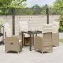 Set de Comedor de Jardín de 5 Piezas con Almohadones Beige Poliratán de , Sillas de jardín - Ref: Foro24-3379654, Precio: 609...