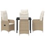 Set de Comedor de Jardín de 5 Piezas con Almohadones Beige Poliratán de , Sillas de jardín - Ref: Foro24-3379654, Precio: 609...