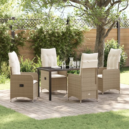 Set de Comedor de Jardín de 5 Piezas con Cojines Beige Poliratán de , Sillas de jardín - Ref: Foro24-3379655, Precio: 635,90 ...
