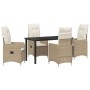 Set de Comedor de Jardín de 5 Piezas con Cojines Beige Poliratán de , Sillas de jardín - Ref: Foro24-3379655, Precio: 635,90 ...