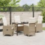 Set de Comedor de Jardín de 5 Piezas con Cojines Beige Poliratán de , Sillas de jardín - Ref: Foro24-3379655, Precio: 635,90 ...