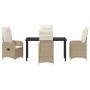 Set de Comedor de Jardín de 5 Piezas con Cojines Beige Poliratán de , Sillas de jardín - Ref: Foro24-3379655, Precio: 635,90 ...