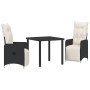 Set de Comedor de Jardín de 3 Piezas con Cojines de Poliratán Negro de , Sillas de jardín - Ref: Foro24-3379660, Precio: 333,...