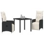 Set de Comedor de Jardín de 3 Piezas con Cojines de Poliratán Negro de , Sillas de jardín - Ref: Foro24-3379660, Precio: 333,...
