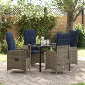 Set de Comedor de Jardín de 5 Piezas con Cojines de Poliratán Negro de , Sillas de jardín - Ref: Foro24-3379661, Precio: 577,...