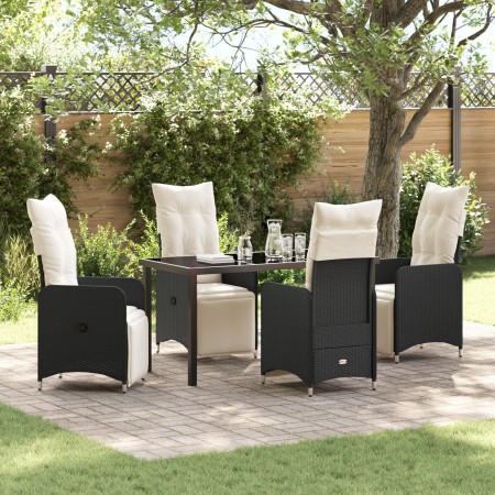 Juego de comedor de jardín de 5 piezas con cojines negros de poliratán. de , Sillas de jardín - Ref: Foro24-3379662, Precio: ...