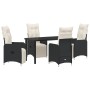 Juego de comedor de jardín de 5 piezas con cojines negros de poliratán. de , Sillas de jardín - Ref: Foro24-3379662, Precio: ...