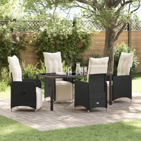 Set de Comedor de Jardín de 5 Piezas con Cojines Negros de , Sillas de jardín - Ref: Foro24-3379663, Precio: 616,87 €, Descue...