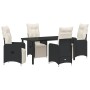 Set de Comedor de Jardín de 5 Piezas con Cojines Negros de , Sillas de jardín - Ref: Foro24-3379663, Precio: 616,87 €, Descue...