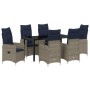 Set de Comedor de Jardín de 7 Piezas con Cojines Negros de Poliratán de , Sillas de jardín - Ref: Foro24-3379664, Precio: 854...