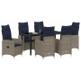 Set de Comedor de Jardín de 7 Piezas con Cojines Negros de Poliratán de , Sillas de jardín - Ref: Foro24-3379664, Precio: 854...