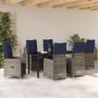 Set de Comedor de Jardín de 7 Piezas con Cojines Negros de Poliratán de , Sillas de jardín - Ref: Foro24-3379664, Precio: 854...