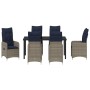 Set de Comedor de Jardín de 7 Piezas con Cojines Negros de Poliratán de , Sillas de jardín - Ref: Foro24-3379664, Precio: 854...