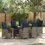 Juego de comedor de jardín de 7 piezas con cojines negros de poliratán de , Sillas de jardín - Ref: Foro24-3379665, Precio: 8...