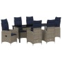Juego de comedor de jardín de 7 piezas con cojines negros de poliratán de , Sillas de jardín - Ref: Foro24-3379665, Precio: 8...