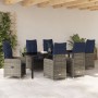 Juego de comedor de jardín de 7 piezas con cojines negros de poliratán de , Sillas de jardín - Ref: Foro24-3379665, Precio: 8...
