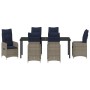 Juego de comedor de jardín de 7 piezas con cojines negros de poliratán de , Sillas de jardín - Ref: Foro24-3379665, Precio: 8...